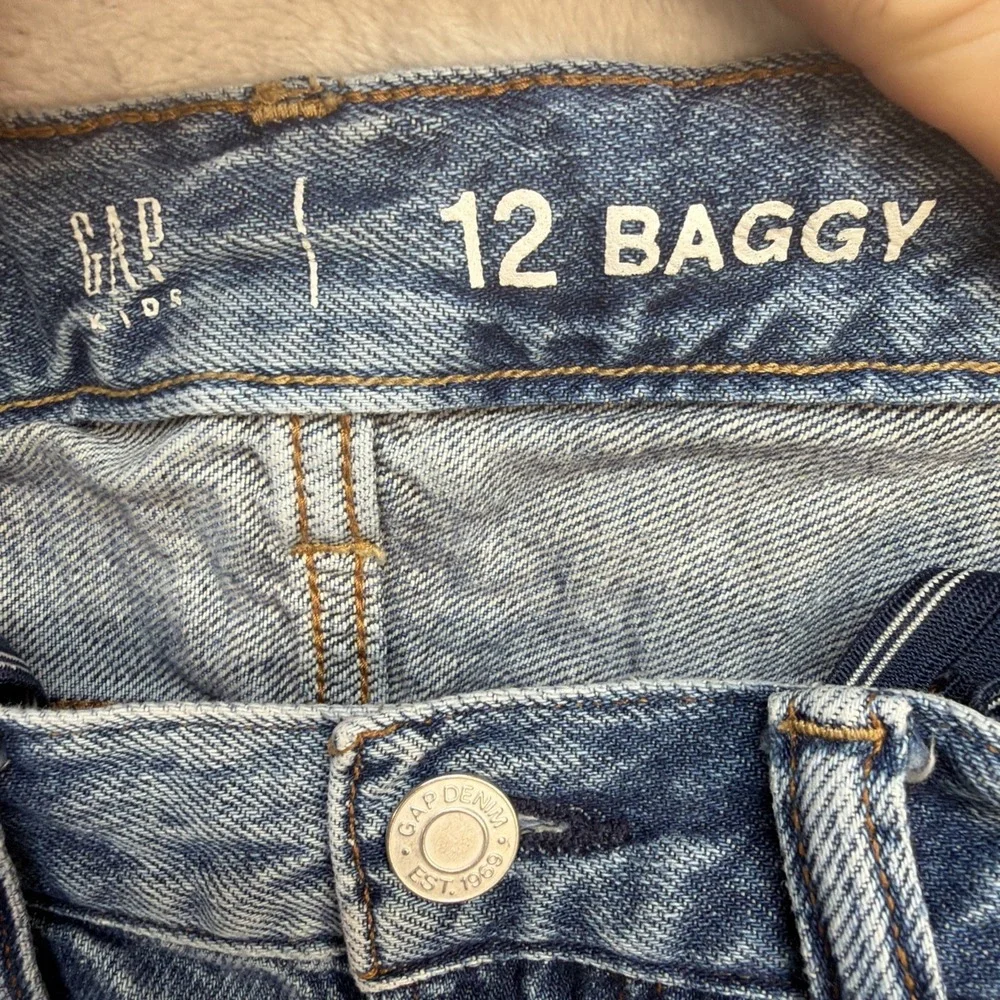 Gap Kids Cargo Jeans Boys‎ Size 12 Baggy Wide Leg Y2K Streetwear Denim